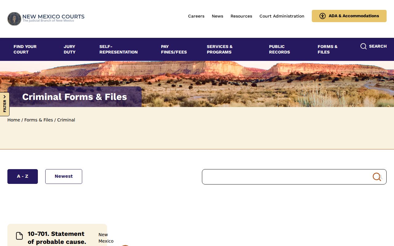 Quay County criminal docket criminal forms page
