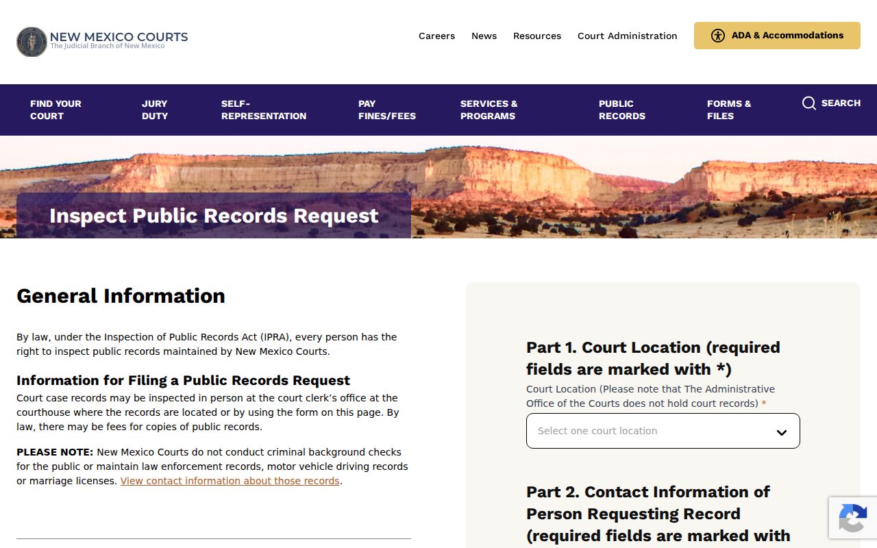 Quay County court records Judicial IPRA request form