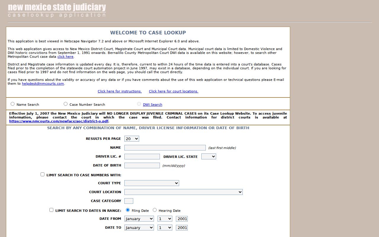 Quay County case lookup legacy name-search fields