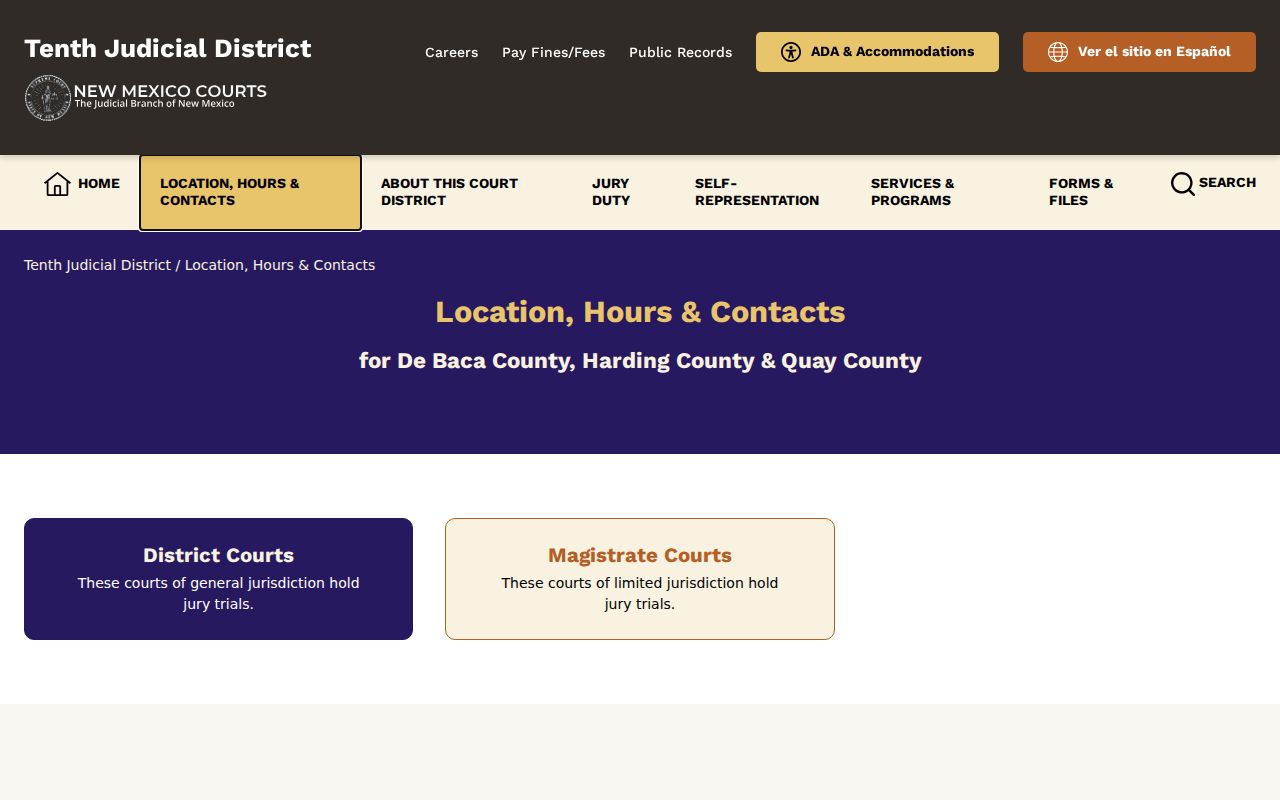 Quay County court docket District and Magistrate contact information
